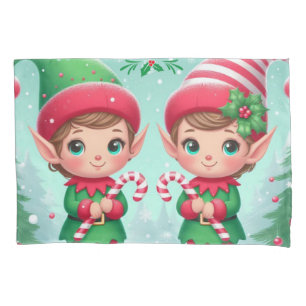 Cute Christmas elves  Pillowcase