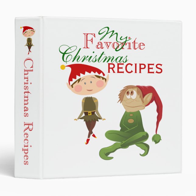 Cute Christmas Elves Recipe Binder (Front/Spine)