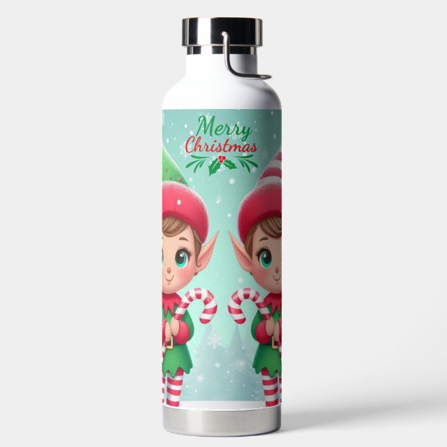 Cute Christmas elves  Water Bottle (Left)