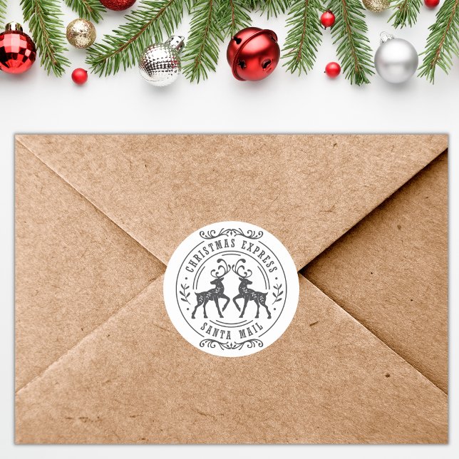 Cute Christmas Express Santa Mail for Kids Classic Round Sticker (Creator Uploaded)