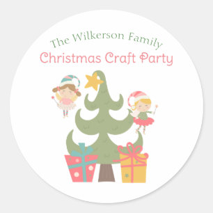 Cute Christmas Fairies Classic Round Sticker