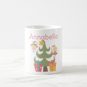 Cute Christmas Fairies Custom Name Coffee Mug