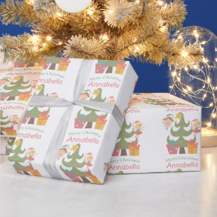 Cute Christmas Fairies Custom Name Wrapping Paper