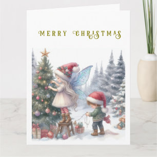 Cute Christmas Fairies Holiday Postcard