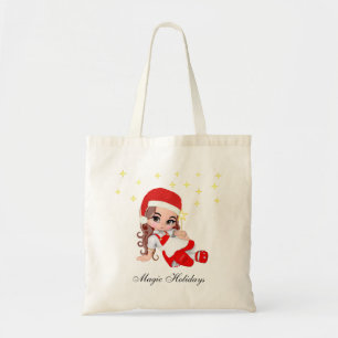 Cute Christmas Fairy Angel & Stars Tote Bag