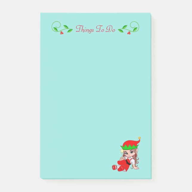 Cute Christmas Fairy Elf Things To Do Post-it Note (Front)