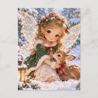Cute christmas fairy  holiday postcard