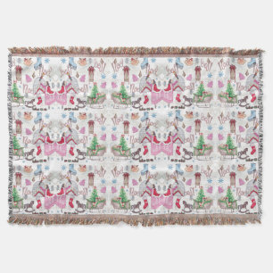 Cute Christmas Fairy Tale Hand painted Throw Blanket