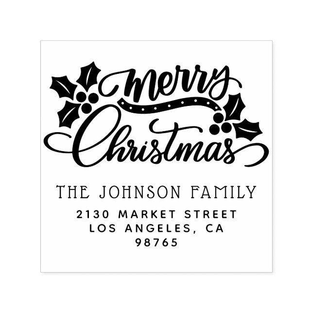 Cute Christmas Family Name Return Address Self-inking Stamp (Design)