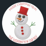 Cute Christmas Felt Snowman Envelope Seals<br><div class="desc">Cute Christmas Felt Snowman Envelope Seals Stickers A cute, rustic faux felt snowman in a festive red hat. Easy to customize with text, fonts, and colours. Created by Zazzle pro designer BK Thompson © exclusively for Kate’s Creations; please contact us if you need assistance, have questions, or would like to...</div>