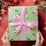 Cute Christmas Flamingo Tropical Wrapping Paper<br><div class="desc">This design was created through digital art. It may be personalized by clicking the customize button and changing the colour, adding a name, initials or your favourite words. Contact me at colorflowcreations@gmail.com if you with to have this design on another product. Purchase my original abstract acrylic painting for sale at...</div>