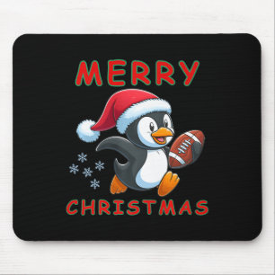 Cute Christmas Football Penguin Mouse Pad