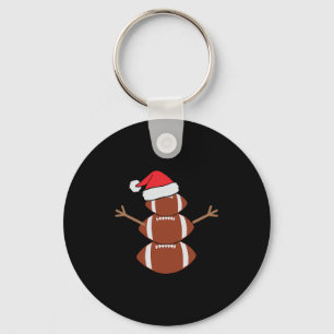 Cute Christmas Football Snowman Santa Hat Funny Keychain