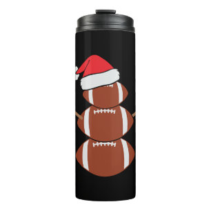 Cute Christmas Football Snowman Santa Hat Funny Thermal Tumbler
