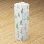 Cute Christmas Forest Trees Blue Green Personalize Wine Box<br><div class="desc">Modern Christmas holiday season personalized wine gift box featuring blue-green abstract Christmas and forest trees and winter snow pattern, the greeting HAPPY HOLIDAYS and your name. ASSISTANCE: For help with design modification, personalization or colour change, contact the designer BEFORE ORDERING via the Zazzle Chat MESSAGE tab below or email makeitaboutyoustore@gmail.com....</div>