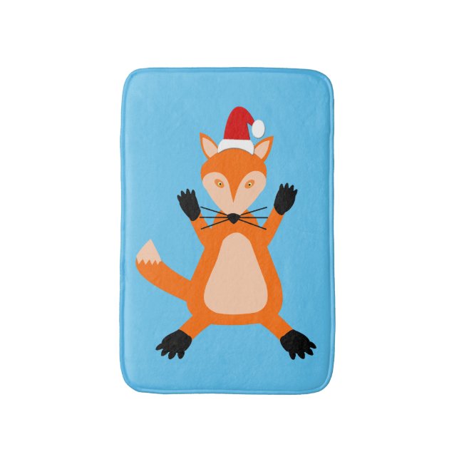 Cute Christmas Fox Bath Mat (Front Vertical)