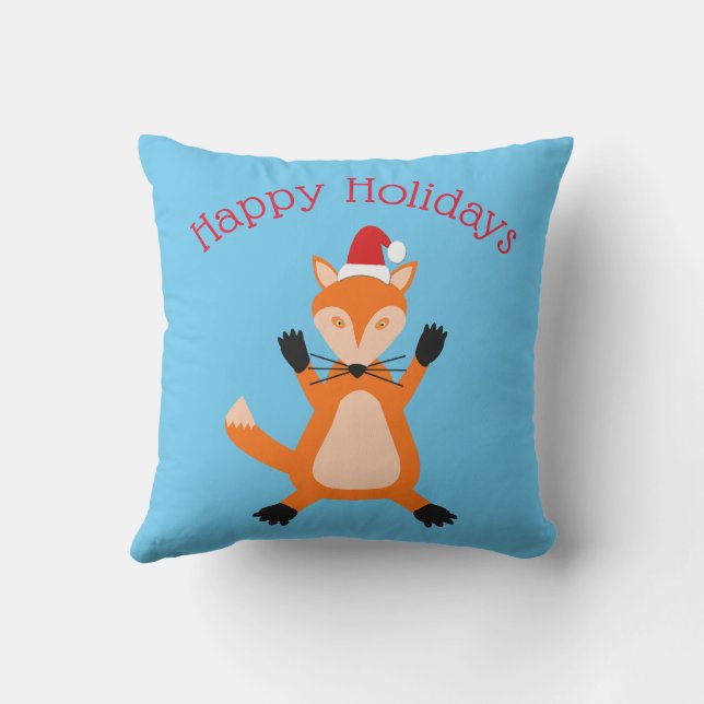 Cute Christmas Fox Custom Outdoor Pillow (Back)