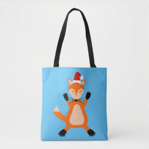 Cute Christmas Fox Double Sided Print Tote Bag