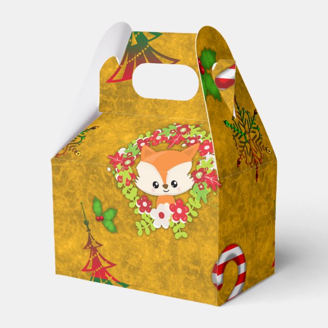 Cute Christmas Fox Favor Box (Back Side)