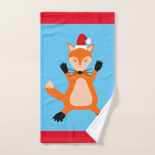 Cute Christmas Fox Hand Towel
