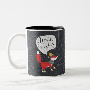 Cute Christmas Fox Illustrated Fox Art Cute Fox P Two-Tone Coffee Mug