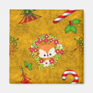 Cute Christmas Fox Magnet