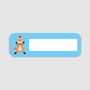 Cute Christmas Fox Name Tag