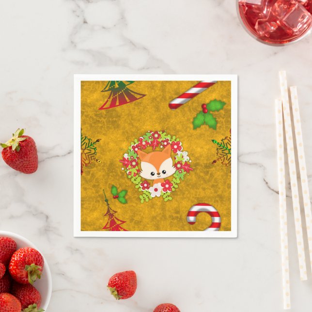 Cute Christmas Fox Napkin (Insitu)
