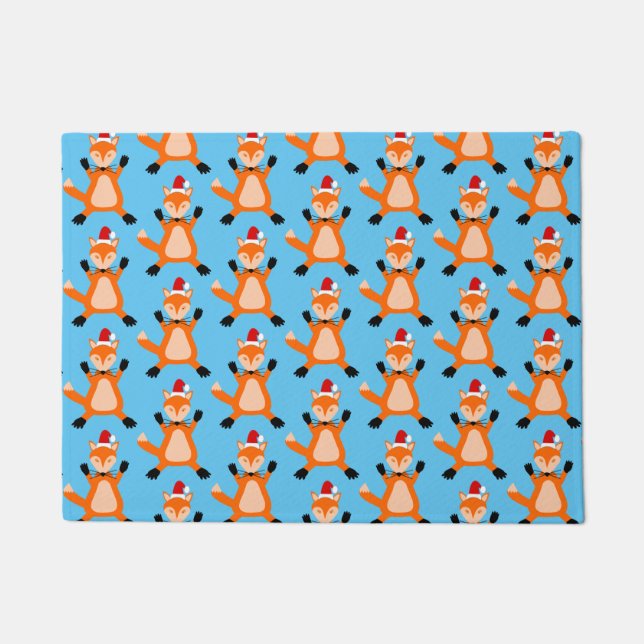 Cute Christmas Fox Patterned Doormat (Front)
