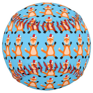 Cute Christmas Fox Patterned Softball