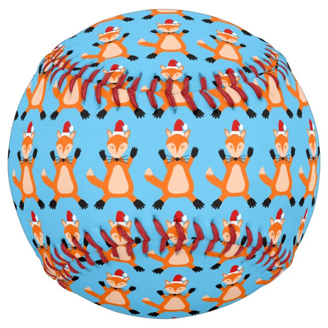 Cute Christmas Fox Patterned Softball (Front)