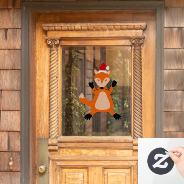 Cute Christmas Fox Window Cling (Home Door)