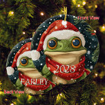 Cute Christmas Frog in Santa Hat Ceramic Ornament<br><div class="desc">Add a touch of whimsy and charm to your holiday decor with this adorable Christmas frog ornament. Perfect for frog lovers, this festive frog decoration features a cute frog wearing a Santa hat, making it a delightful addition to any Christmas tree. This unique ornament also makes a wonderful gift for...</div>