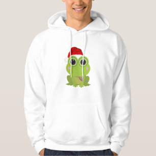 Cute Christmas Frog Santa Hat Festive Cozy Holiday Hoodie