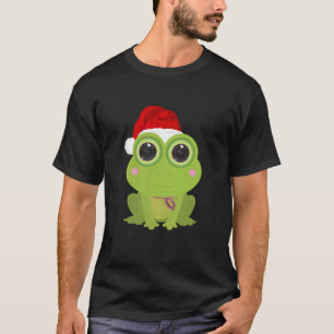 Cute Christmas Frog Santa Hat Festive Holiday T-Shirt