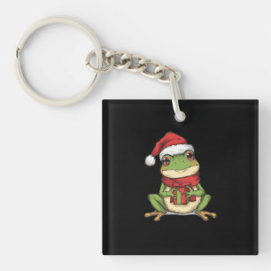 Cute Christmas Frog Sweater - Santa Frog Holding G Keychain