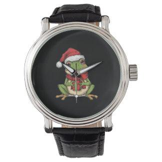Cute Christmas Frog Sweater - Santa Frog Holding G Watch