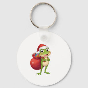 Cute Christmas Frog with Gift Bag - Santa Frog Hol Keychain