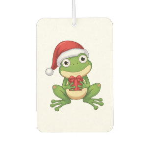 Cute Christmas Frog with Santa Hat and Gift    Fun Air Freshener