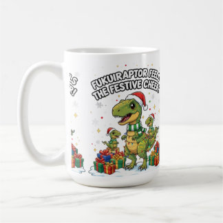 Cute Christmas Fukuiraptor Family – Festive Dino C Coffee Mug