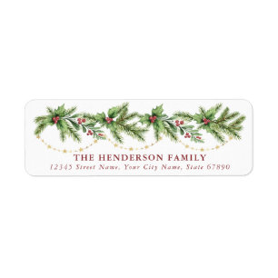 Cute Christmas Garland Return Address Labels