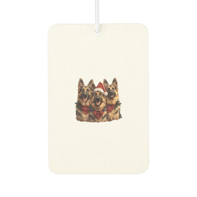 Cute Christmas German Shepherd Dogs Santa Hat Holi Air Freshener (Front)