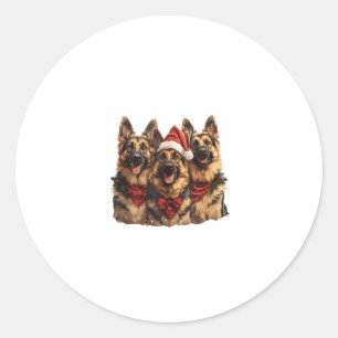 Cute Christmas German Shepherd Dogs Santa Hat Holi Classic Round Sticker