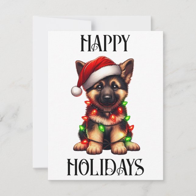 Cute Christmas German Shepherd Holiday Card (Front)