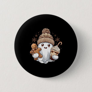 Cute Christmas Ghost Coffee Gingerbread Boojee Xma 2 Inch Round Button
