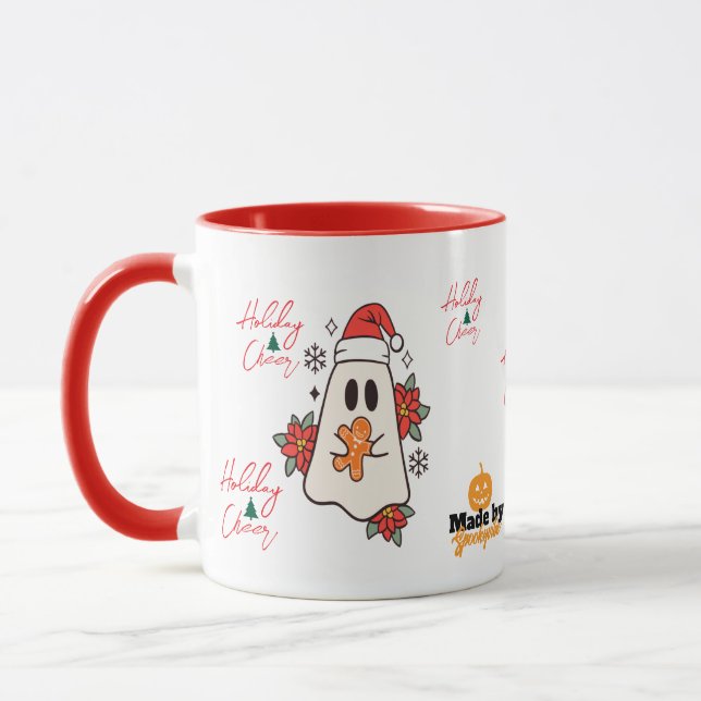 Cute Christmas Ghost Mug | Holiday Gingerbread & P (Left)