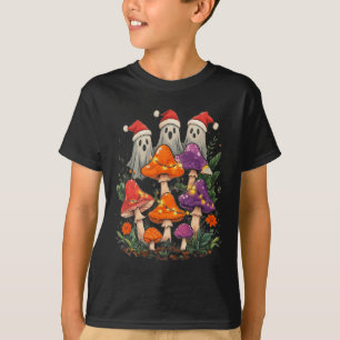 Cute Christmas Ghost Mushroom Cottagecore Boho Des T-Shirt