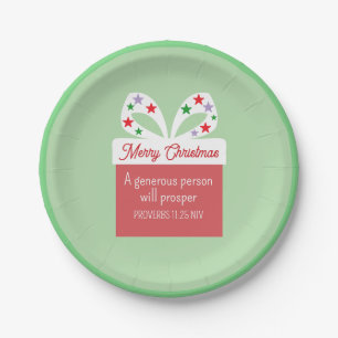 Cute Christmas Gift of Generosity Red and White Paper Plate