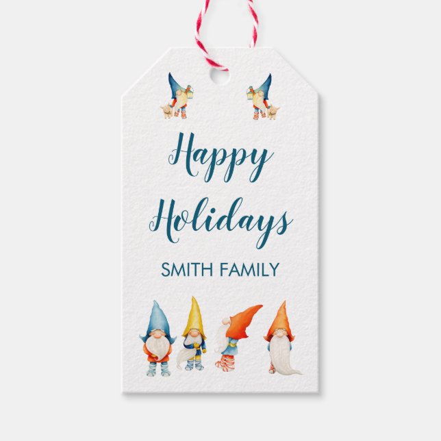 Cute Christmas Gift Tags With Elves (Front)