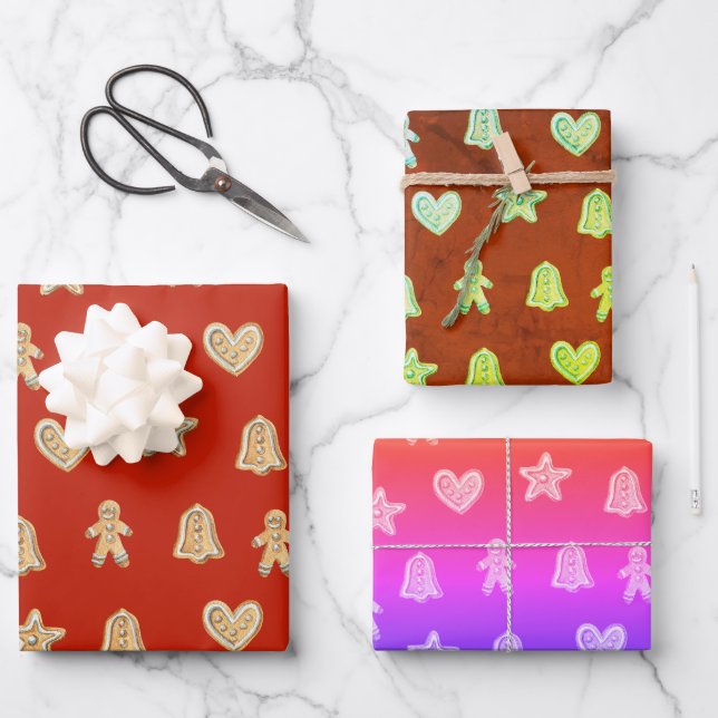 Cute Christmas Ginger Cookies  Wrapping Paper Sheet (Front)